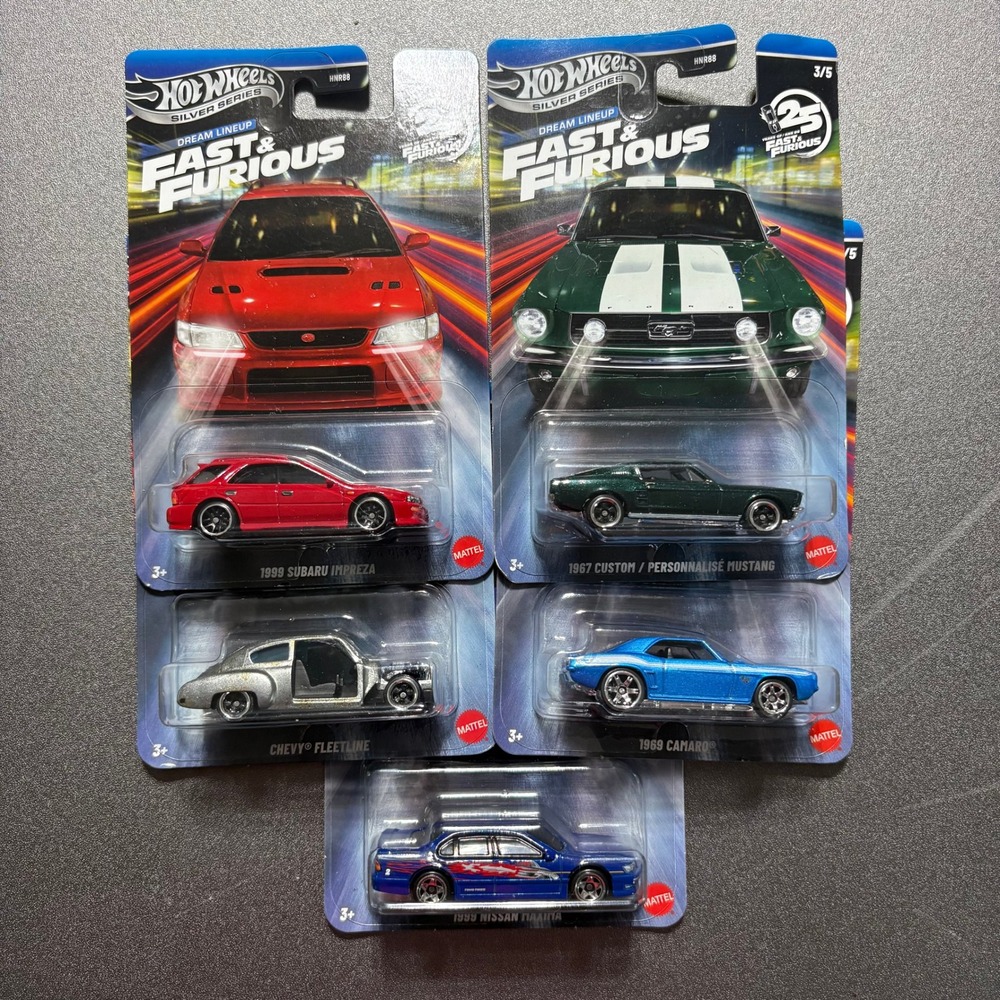 Hot Wheels Silver Series Fast & Furious Dream Lineup Set of 5 HNR88 1:64 Diecast